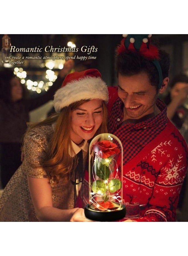 A glowing red rose inside a glass dome – a luxurious, romantic gift with lights for Valentine's Day and anniversaries - Image 3